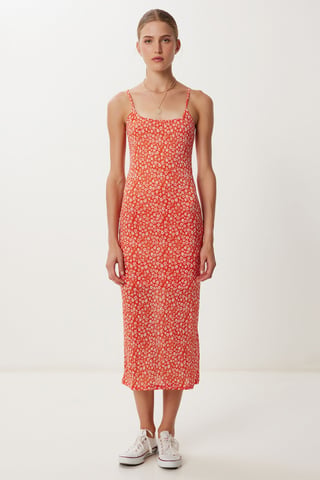 Square Collar Sleeveless Floral Midi Dress