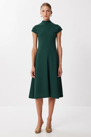 A-line midi dress with half turtleneck