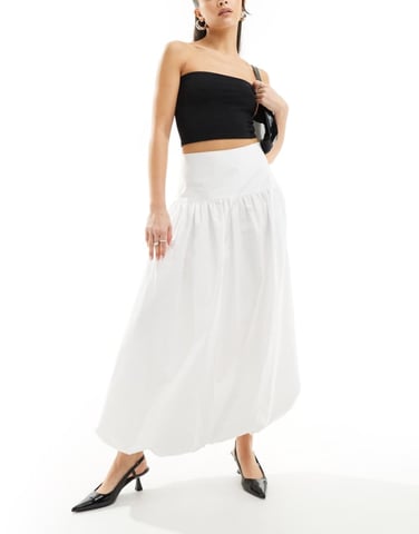 Kaiia exclusive bubble hem maxi skirt in white