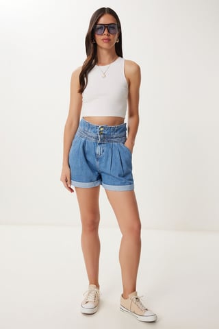 High-Waist Mom Denim Shorts