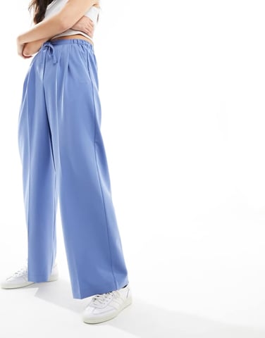 ASOS DESIGN skräddarsydda byxor med resår i blått