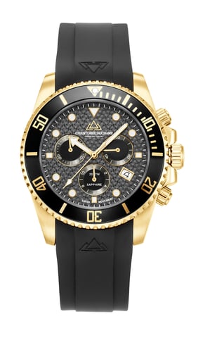 Men's Black/Gold Marine Chrono Rubber Watch 42mm