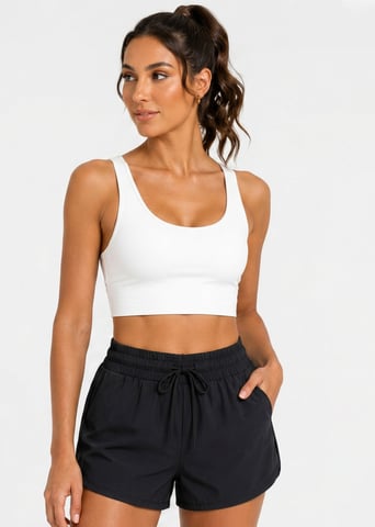 Zwarte short met elastische tailleband en hoge taille