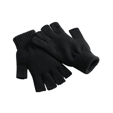 Beechfield Unisex Adult Plain Fingerless Gloves (Black)