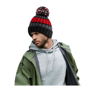 Beechfield Hygge Striped Beanie (Black Cherry)
