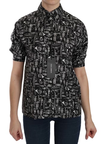 Silk Musical Instrument Print Shirt