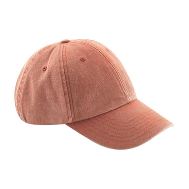 Beechfield Unisex Laag Profiel Vintage Denim-Look Cap (Vintage Oranje)