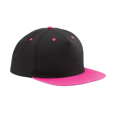 Beechfield Unisex Adult Contrast 5 Panel Snapback Cap (Black/Fuchsia)