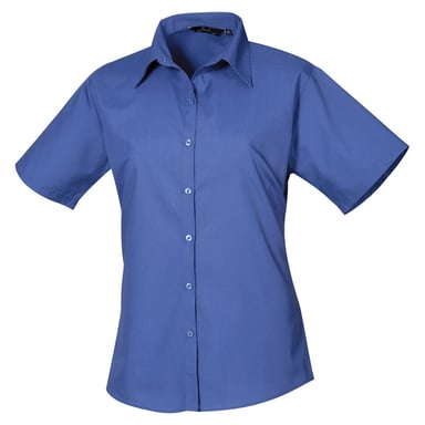 Premier Dames/Dames Popeline Blouse met Korte Mouwen (Koningsblauw)