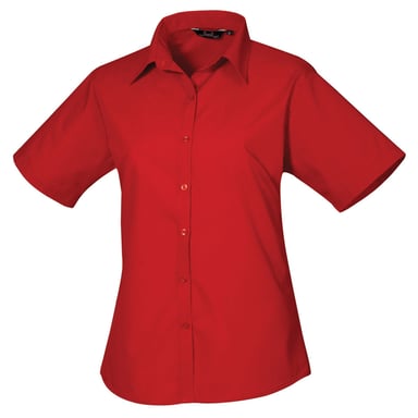 Premier Dames/Dames Popeline Blouse met Korte Mouwen (Rood)