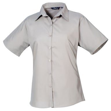 Premier Dames/Dames Popeline Blouse met Korte Mouwen (Zilver)