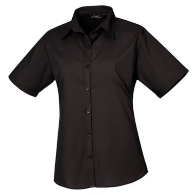 Premier Dames/Dames Popeline Blouse met Korte Mouwen (Zwart)