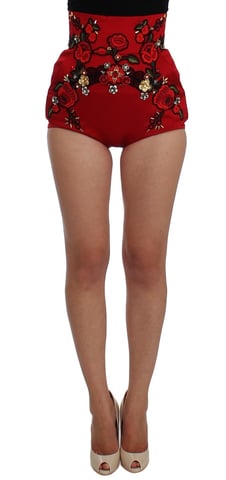Dolce Gabbana High Waist Shorts med Blomsterbroderi