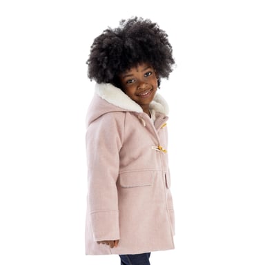 Minoti Gewatteerde jas met bontrand voor meisjes (Roze)