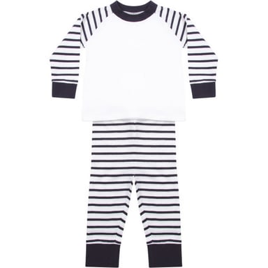 Larkwood Baby Striped Raglan Long-Sleeved Pyjama Set (Navy/White)