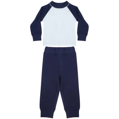 Larkwood Childrens/Kids Long-Sleeved Pyjama Set (Navy/White)
