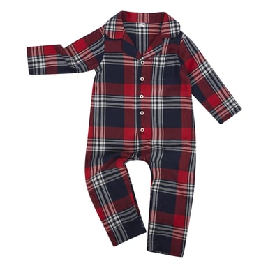 Larkwood Baby Tartan All-In-One Nightwear (Red/Navy)