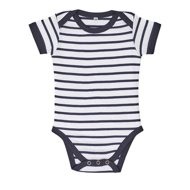 SOLS Baby Miles Striped Bodysuit (White/Navy)