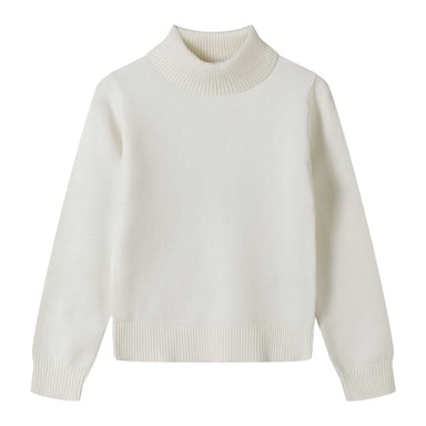 Minoti Girls Ribbed Soft Turtle Neck Jumper (White)