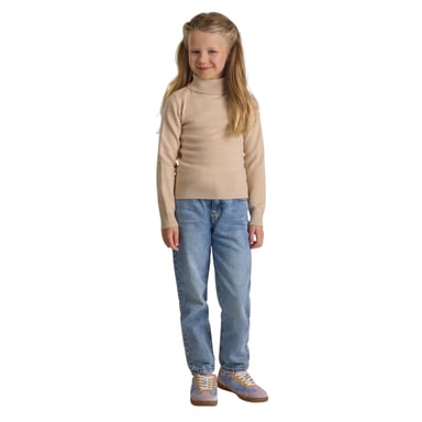 Minoti Girls Ribbed Soft Turtle Neck Jumper (Beige)