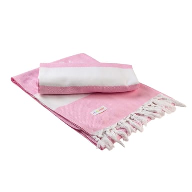 ARTG Hamamzz Marmaris Deluxe Handdoek (Lichtroze/Wit)
