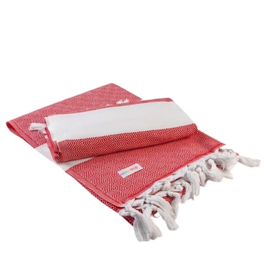 ARTG Hamamzz Marmaris Deluxe Handdoek (Rood/Wit)