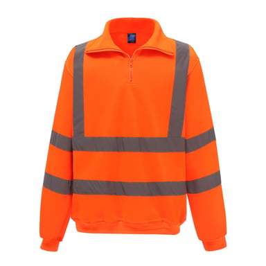 Yoko Mens Hi-Vis Quarter Zip Sweatshirt (Orange)