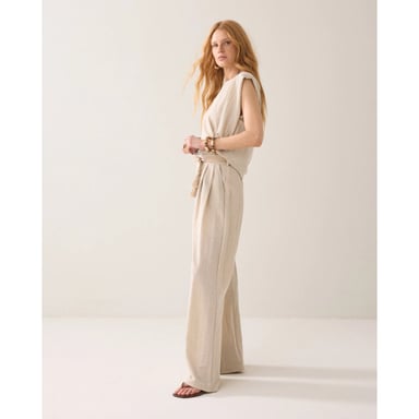 Summum 4s2972-30761 702 trouser linen look pebblebeige