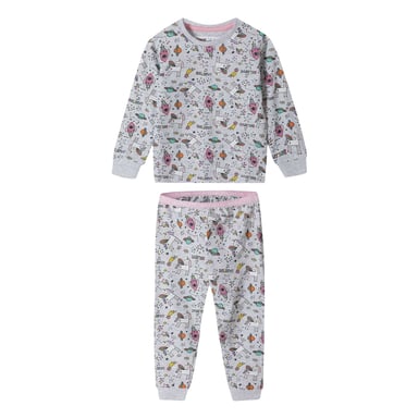 Minoti Girls All-Over Print Long-Sleeved Long Pyjama Set (Grey)
