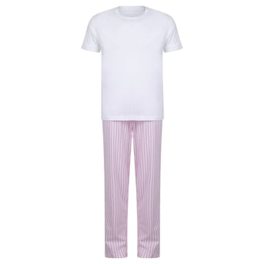 Towel City Pyjamaset met streepjes voor kinderen (Wit/Roze)