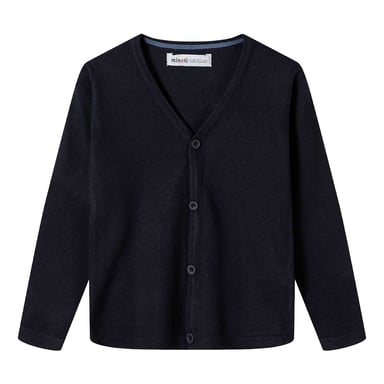 Minoti Boys Plain Fine Knit Button-Down Cardigan (Navy)