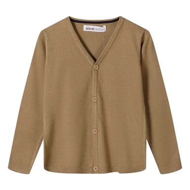 Minoti Boys Plain Fine Knit Button-Down Cardigan (Beige)