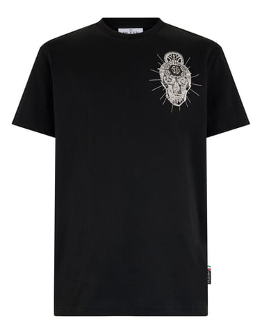 Round Neck T-Shirt Chest Embroidery Skull