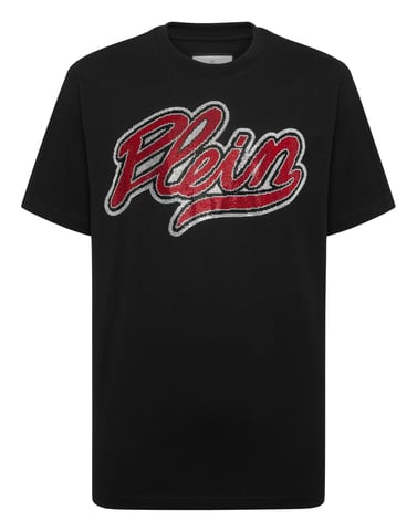 Rundhalsad t-shirt med strass-motiv