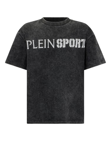 Washed Round Neck T-Shirt Crackle Scratch