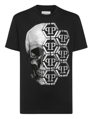T-shirt med rund hals och sexkant