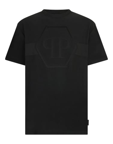 Round Neck T-Shirt Jacquard Hexagon Line