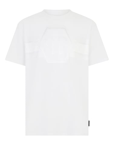 Round Neck T-Shirt Jacquard Hexagon Line