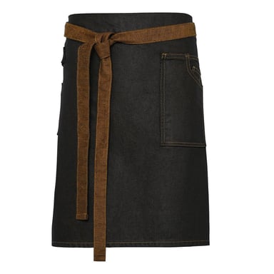 Premier Division Gewaxt Denim Taille Schort (Zwart/Tan)