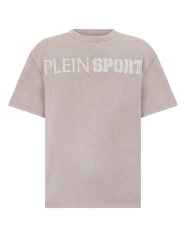 Washed Round Neck T-Shirt Crackle Scratch