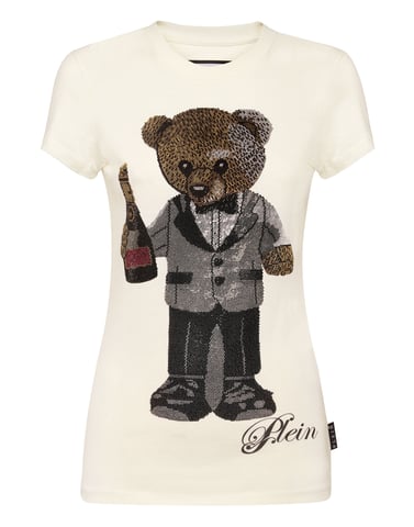 Bomull Sexig Pure Fit T-shirt Teddy Waiter Crystal