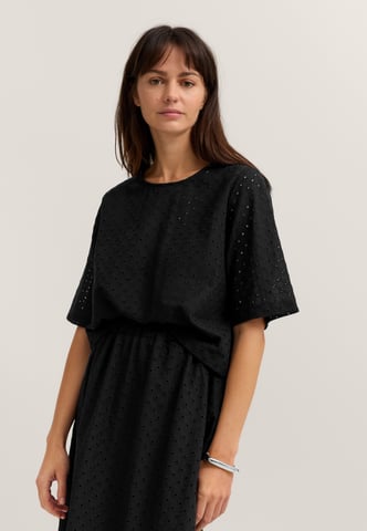 Bugatti Damen Bluse kurzarm Modern Fit mit Lochmuster