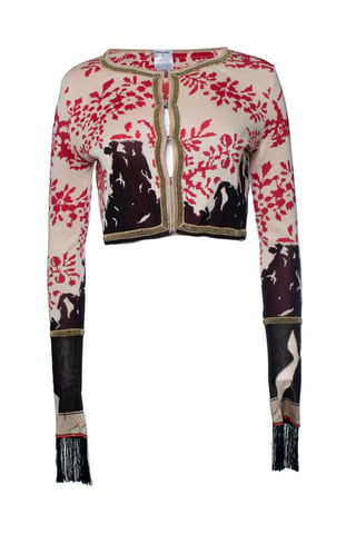 Chanel, siden- och kashmirblommig tryckt cardigan