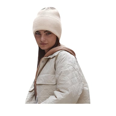 Beechfield Cuffed Oversized Beanie (Oatmeal)