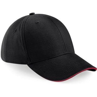 Beechfield Volwassenen Unisex Athleisure Cotton Baseball Cap (Zwart/Klassiek Rood)