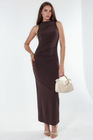 Ruched Detail Bodycon Maxi Dress