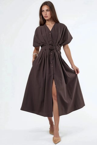 Casual V-hals Midi Shirtjurk