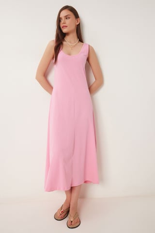 U Collar Midi Dress