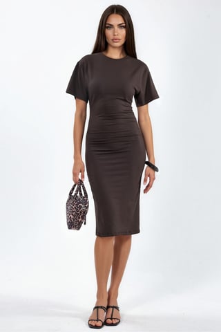 Crew Neck Mini T-Shirt Dress with Drape