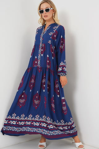 Printed V-Neck Maxi Dress